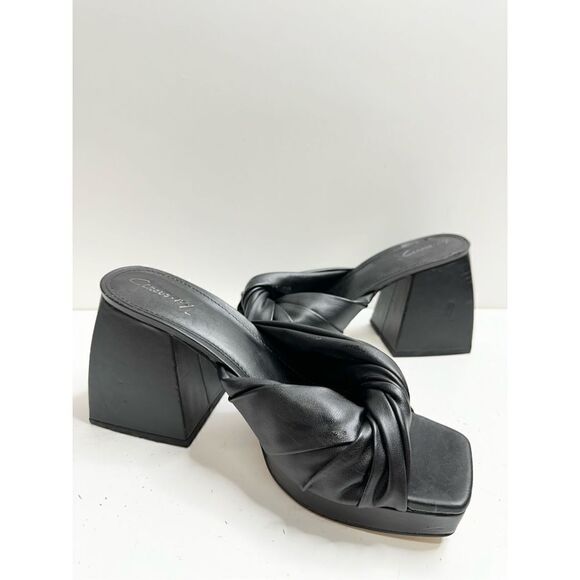 Circus NY by Sam Edelman Sandals Black Twisted Front Block Heel Open Toe - Picture 5 of 11